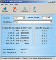 Tax Brackets Estimator screenshot